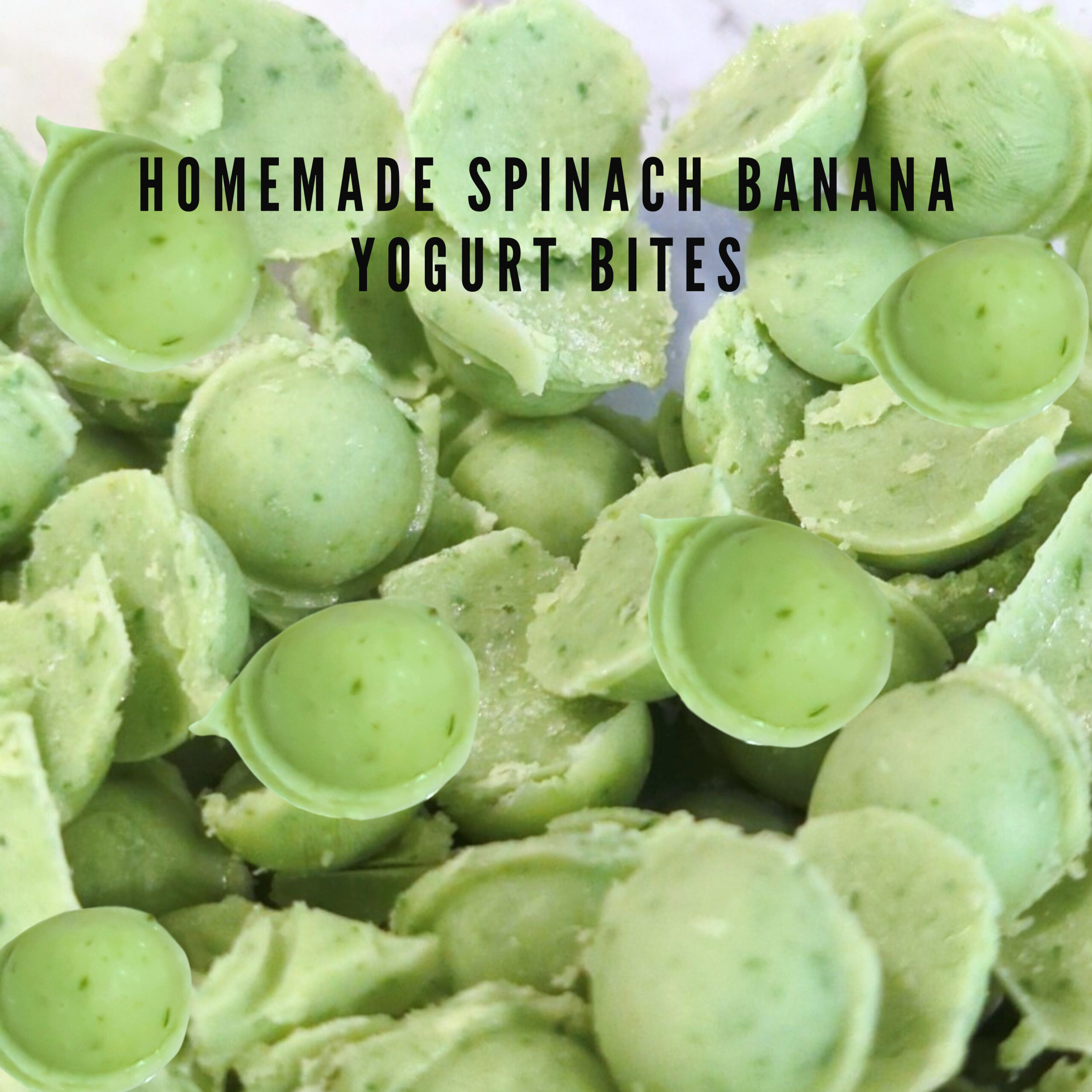 Baby Led Weaning - Homemade Spinach Banana Yogurt Bites Featured Image